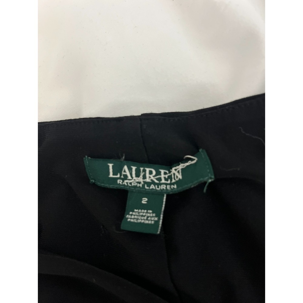 Lauren Ralph Lauren Gown Evening Whimsigoth Dress Bell Sleeve Rhinestone Black 2 - Picture 4 of 5